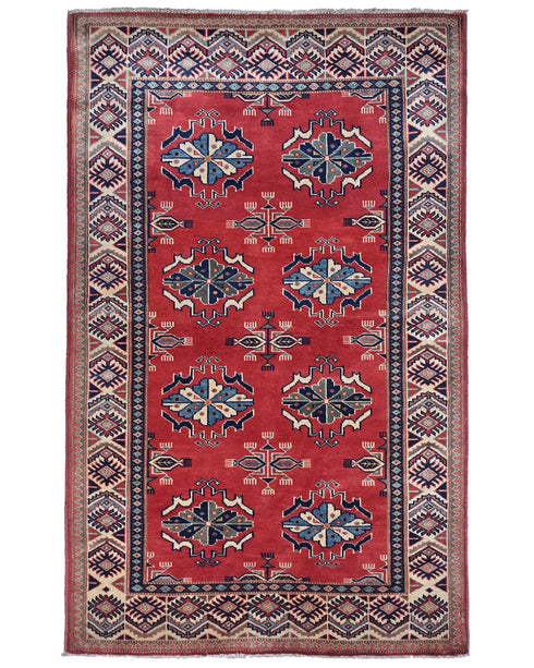 3x5 Ft Red Shirvan Afghan Hand Knotted Traditional Wool Area Rug